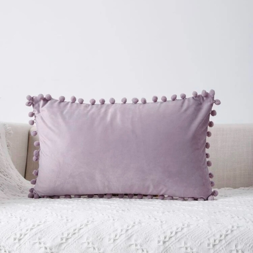 1pc Plain Pom Pom Cushion (pillow) Cover Without Filler (ONLY Pillow Case)